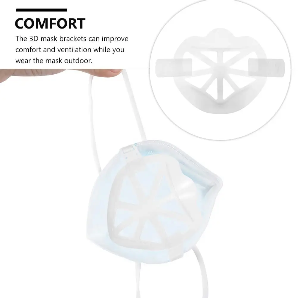 12 Pcs 3D Mask Bracket Reusable Washable Face Mask Support Adjustable Length Non Suffocating Lipstick Stand Ventilation