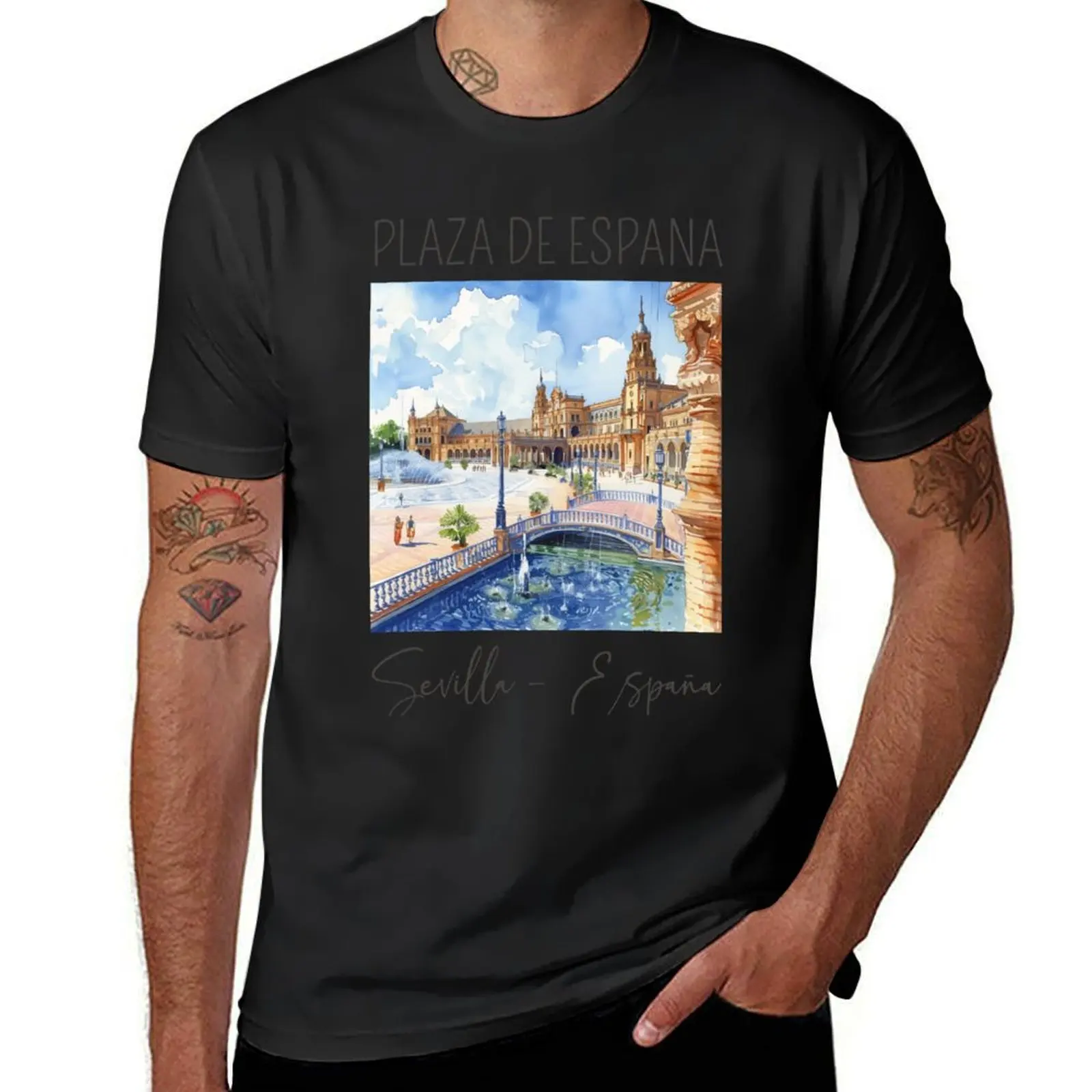 Watercolor Design of Seville - Spain T-Shirt aesthetic clothes graphics mens t shirts pack