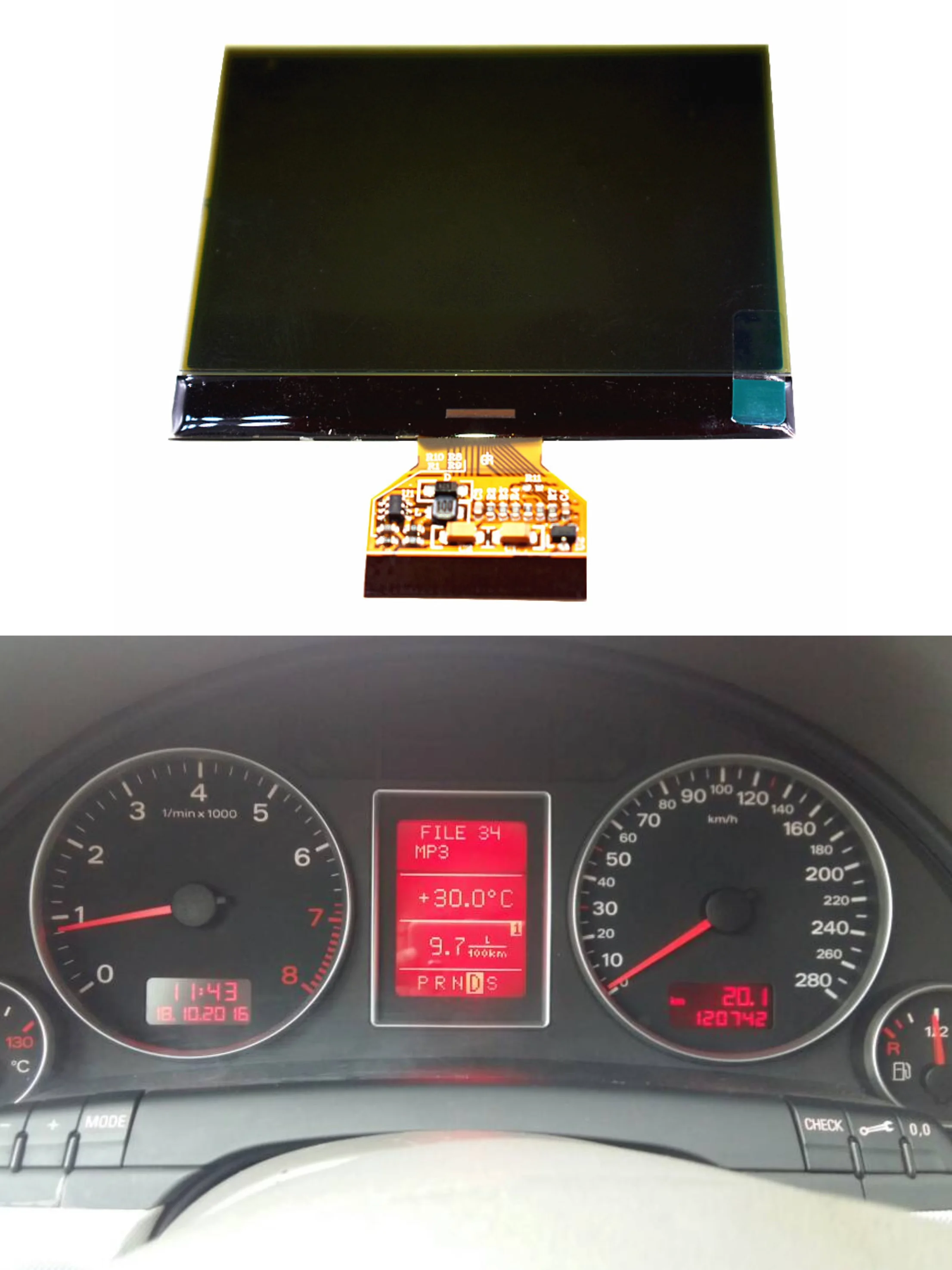 

LCD Display Screen Instrument Cluster Dashboard for Audi A4 B6 B7 Dashboard Replacement Screen