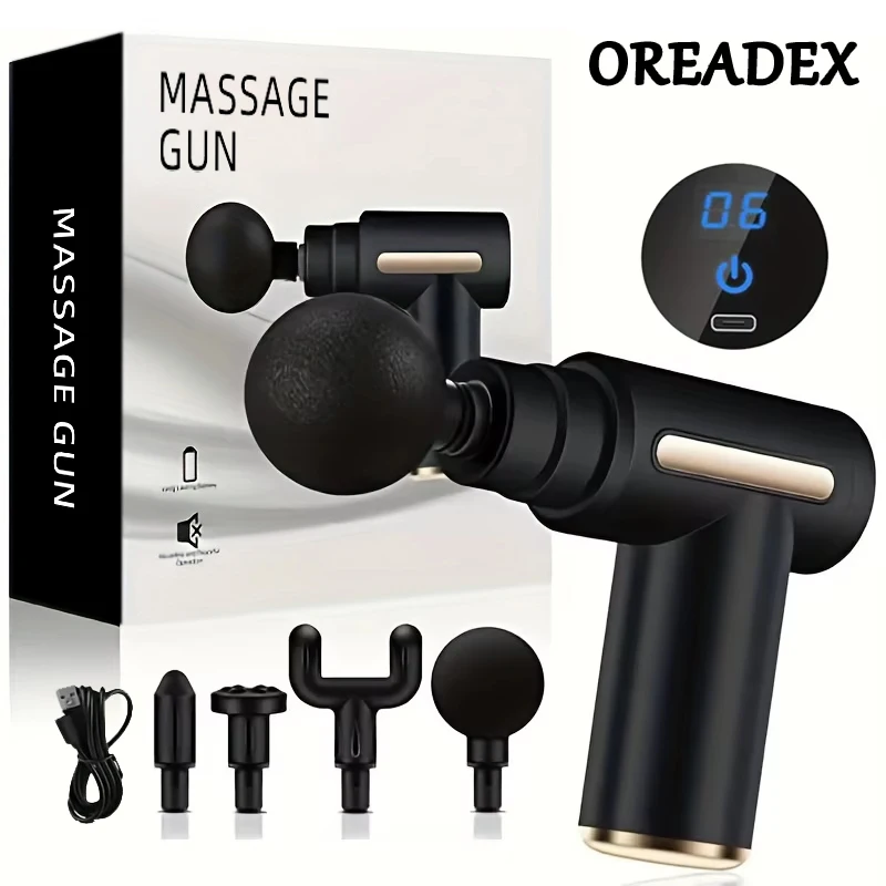 Mini Massage Gun Deep Tissue Percussion Neck Back Body Massager LED Touch Screen Portable Fascia Gun Muscle Relaxation