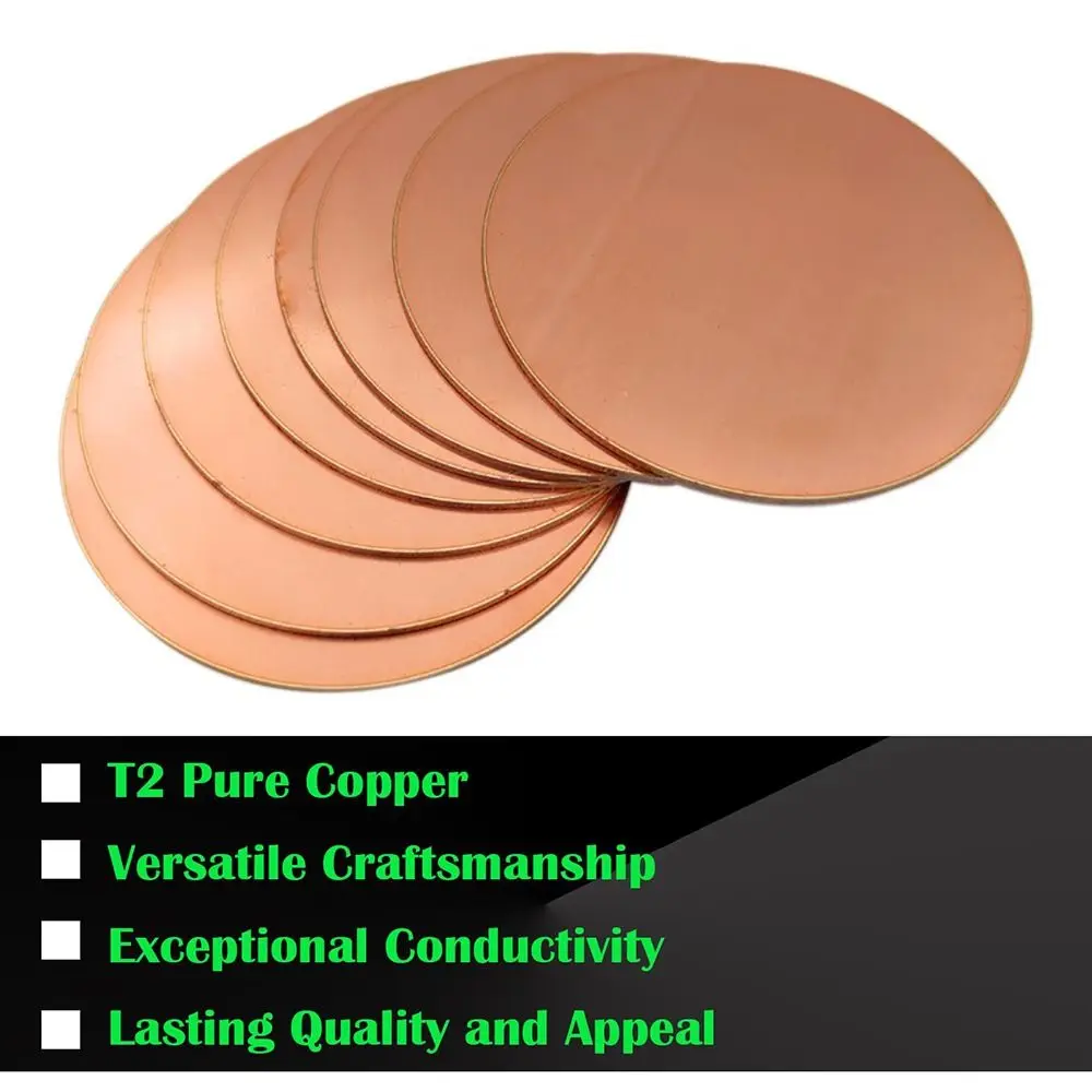 Crafts Diameter 30-80mm Pure Copper Sheet Thickness 0.5-3mm Circular T2 Copper Disc Blanks Metal Sheets