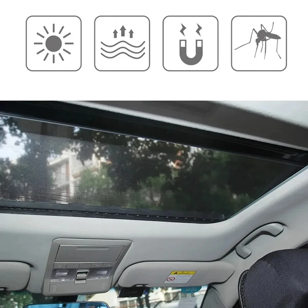 Vehicle Sunroof Mesh Sunshade Net for Protection Heat Insulation and Roof Ventilation Easy Magnetic Installation