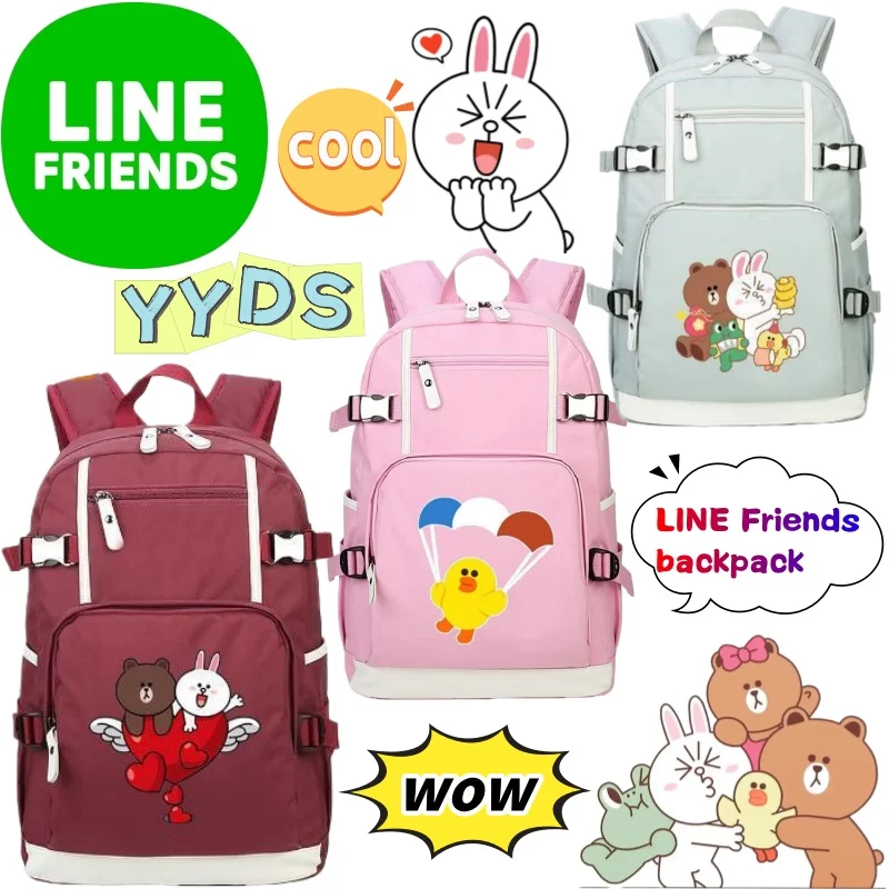 

Line friends Brown Cony Sally Schoolbag High-value Cartoon Printed Large-capacity Portable Water-repellent Backpack for Students