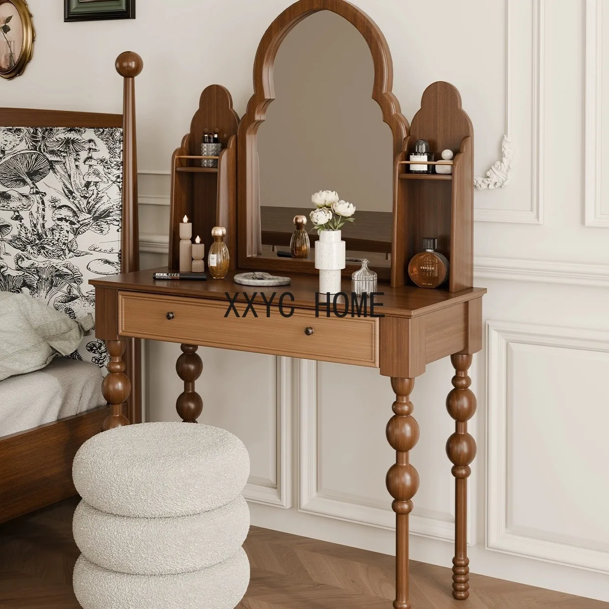 

Ретро и старый североамериканский спальня простой и красивый стол комод косметическое зеркало комбинация