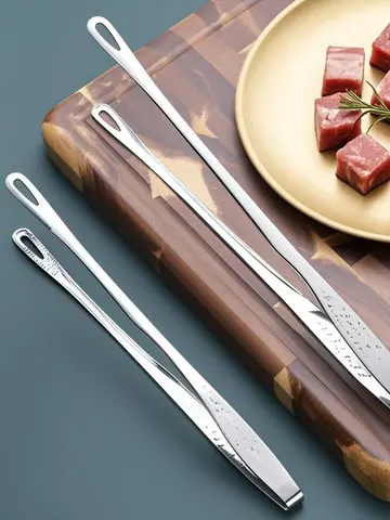Long Stainless Steel Kitchen Tongs Non-Slip Heat Resistant BBQ Grill Tongs for Steak Seafood Buffet Salad Cooking Tools