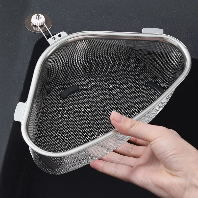 

Kitchen Sink Drain Basket Stainless Steel Basin Strainer Sponge Rag Storage Stand Waste Garbage Net Shelf Kitchen Accessories