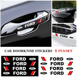 4PCS/Set Car Rear Mirror Sticker Door Handle Decals Exterior Decoration For Ford Focus Mk2 Party Mk3 Ranger Mondeo Mk4 Fiest