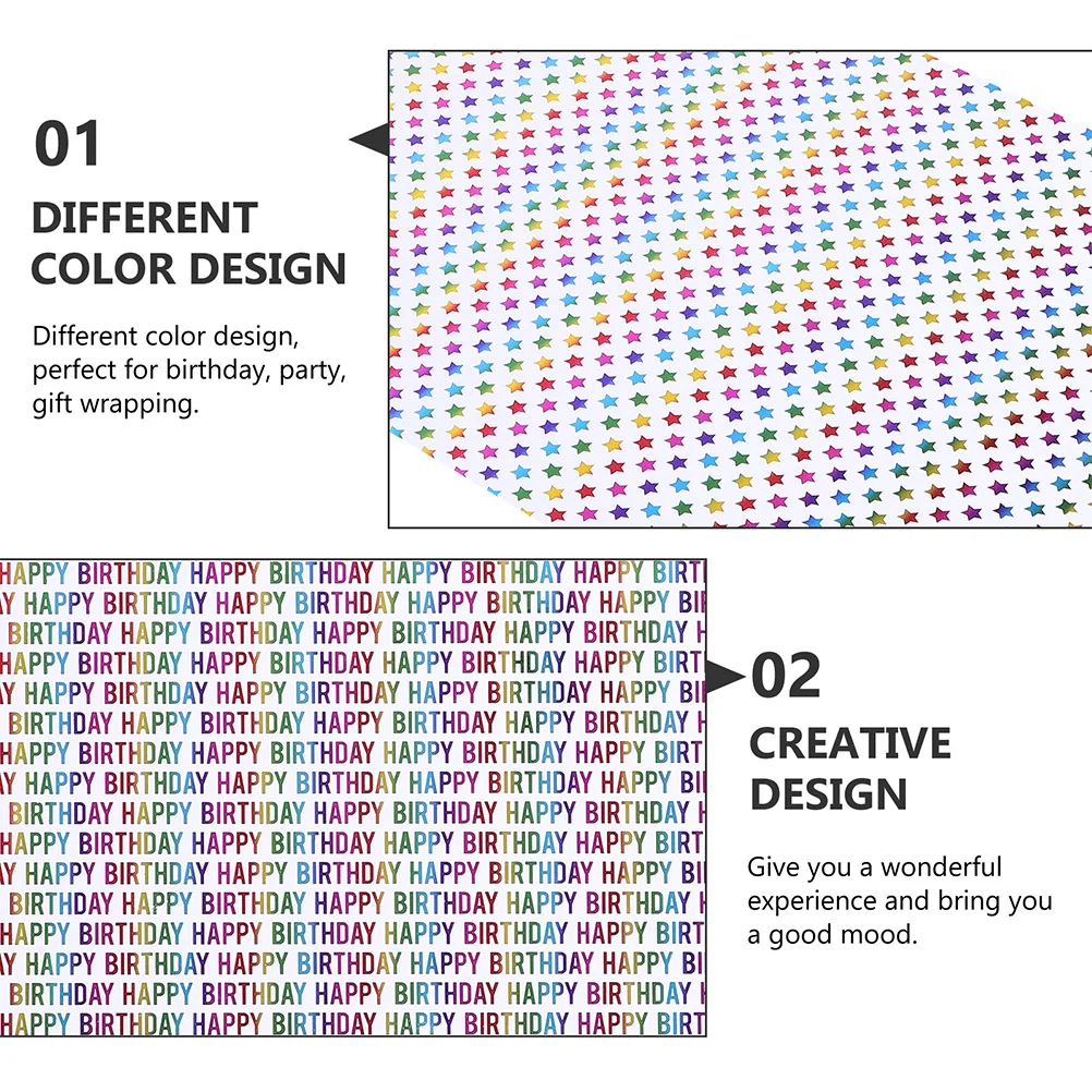 

3 Rolls Gift Wrapping Paper Colorful Patterns Birthday Gift Packing Paper Craft Wrapping Sheets for Theme Party
