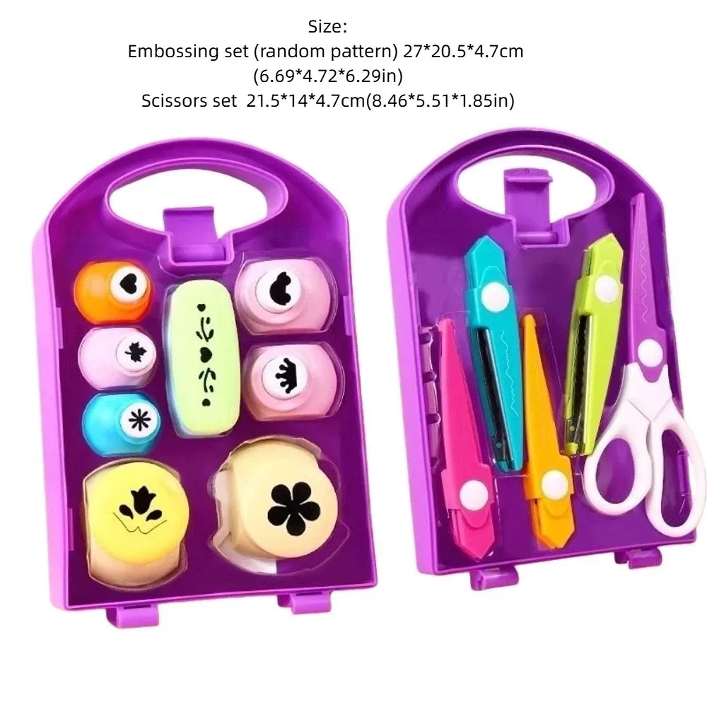 Various Shapes DIY Puncher Craft Set With Storage Box DIY Projects Flower Shaped Punch Plastic Mini Embossing Punch