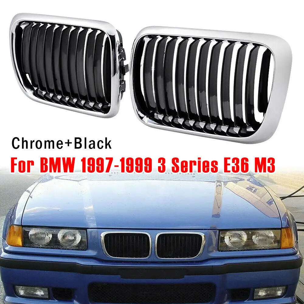 For BMW E36 3 Series 1997-1999 Car Grille Single Line Front Kidney ABS Front Hood Grill Black 51138195152 51138195151 Parts