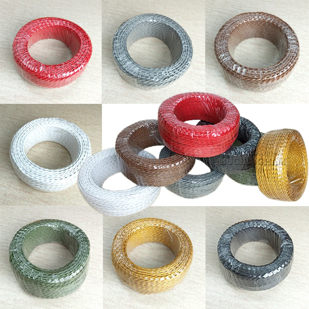 Câble Électrique Torsadé Vintage en Tissu Tressé, Fil Textile Tissé Flexible, 2 ou 3 Cœurs, pour Éclairage, DIY