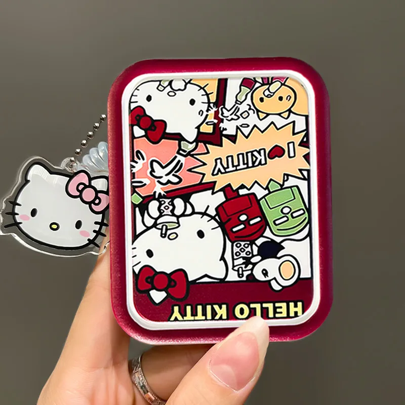 Kawaii Sanrio Hello Kittys Makeup Mirror Cartoon Anime Folding Mirror Student Handheld Makeup Mirror Portable Travel Mirror Gift