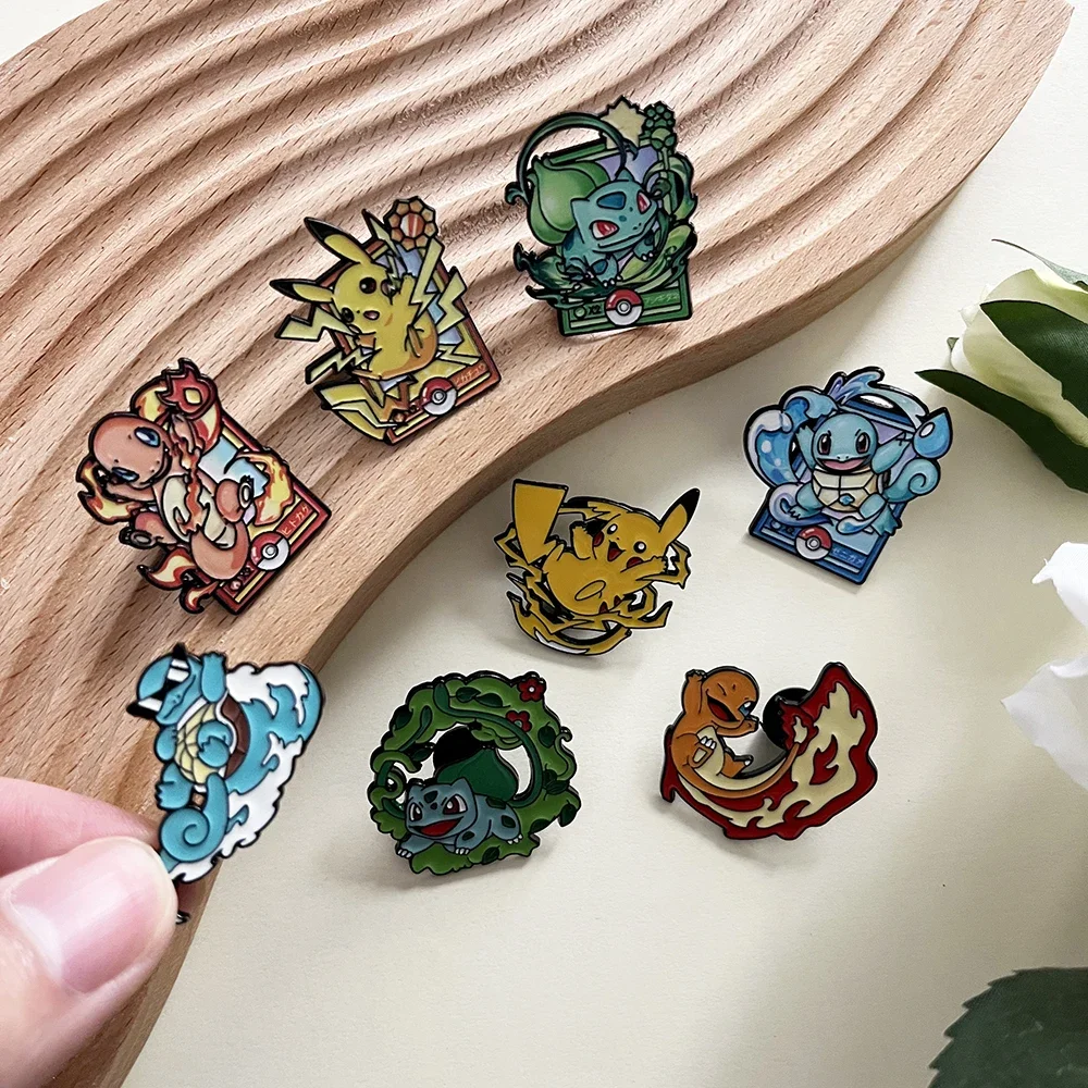 8-teiliges Set mit niedlichen Anime-Anstecknadeln, Emaille-Broschen, Metallabzeichen, Schmuck für Kleidung und Rucksack – Squirtle, ein Geschenk für Jungen und Mädchen. – Detail 10