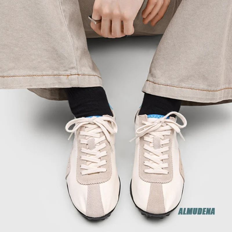 Round Toe Lace-Up Men's Retro Casual Sneakers Breathable Outdoor Fashion Comfortable Daily Minimalist Streetwear Work Shoes