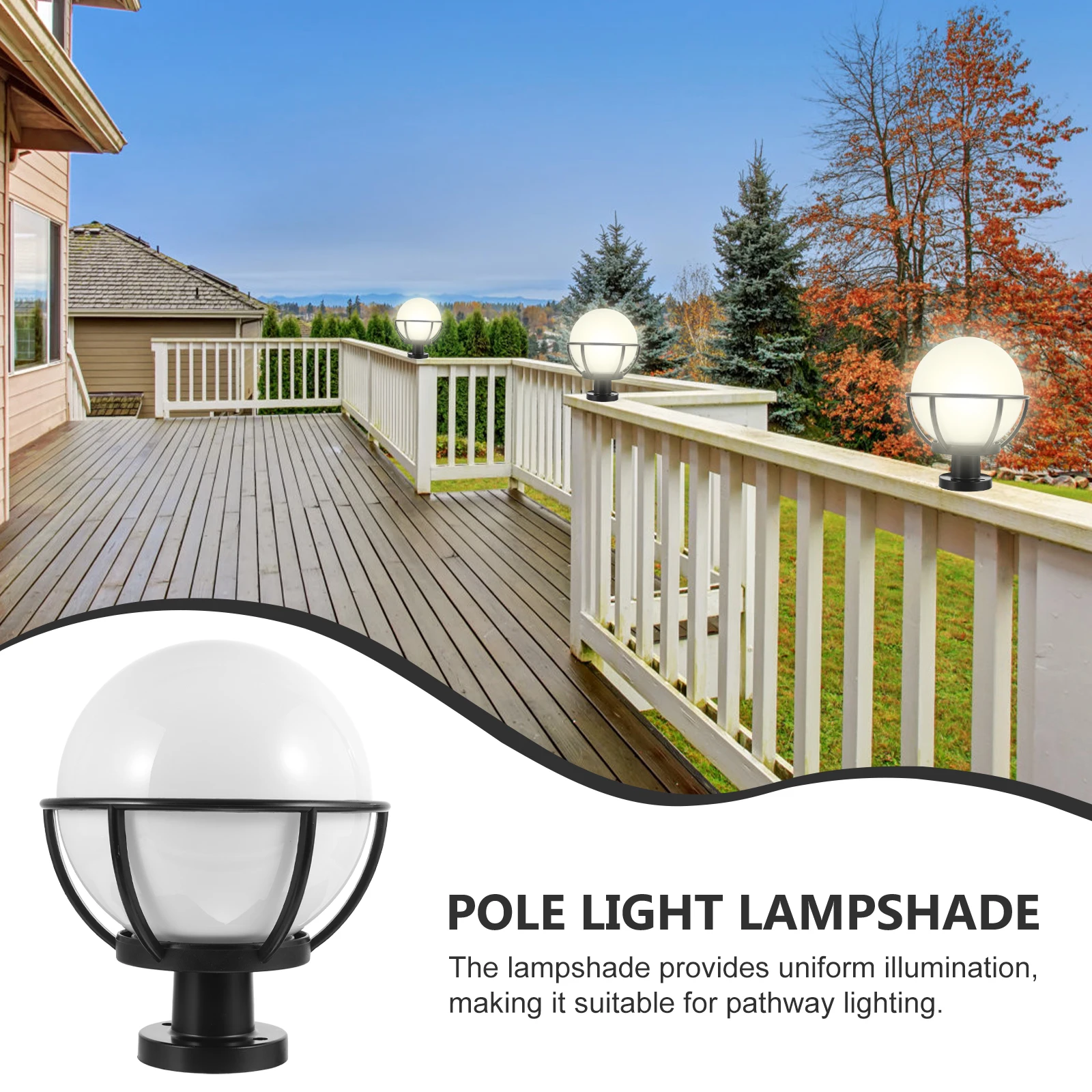 

Round Acrylic Lampshade Fence Post Lights Cover Outdoor Garden Yard Decoration Heat Resistant Uniform Illumination Globe Lamp