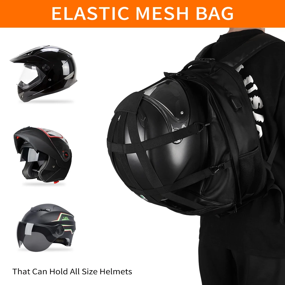 Motorcycle Helmet Backpack 70L Waterproof Oxford Textile With USB-charge Port For Travelling Camping Cycling Storage Bag