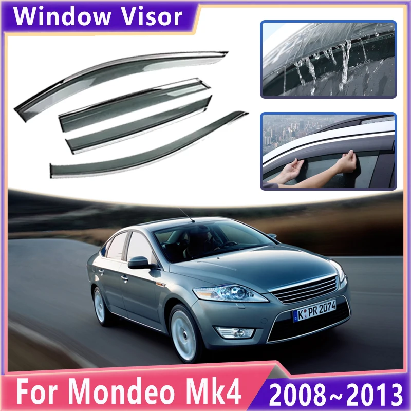 

4X Car Sun Rain Visor For Ford Mondeo Mk4 Mk IV 2008~2013 Sedan Transparent Shield Awnings Window Deflector Cover Accessories