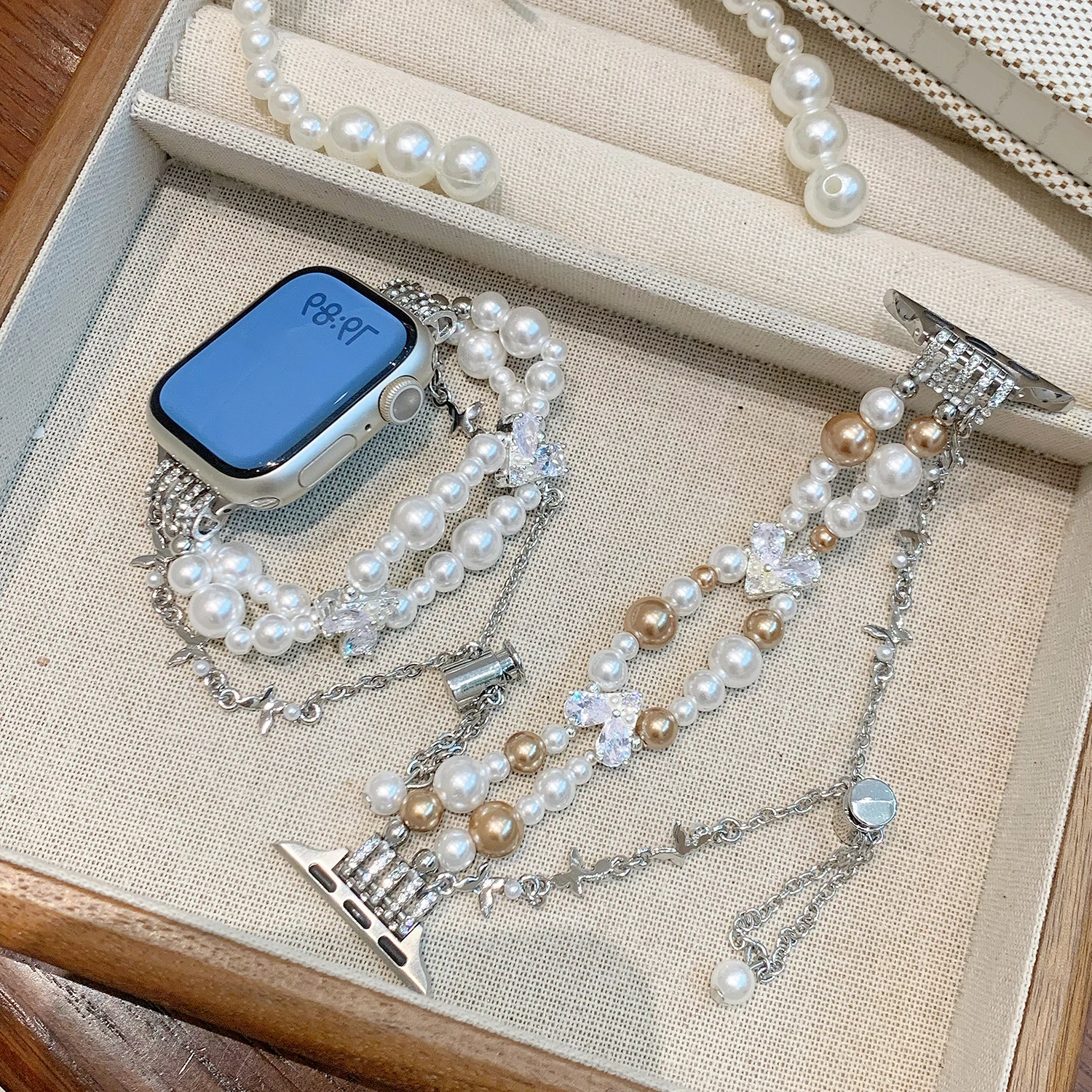 

Модный ремешок-браслет с жемчугом и кисточками для Apple Watch S11 S10 46/42 49 45 44 42 40-38 мм, роскошный ремешок для iWatch Ultra 9 8 7 SE-1