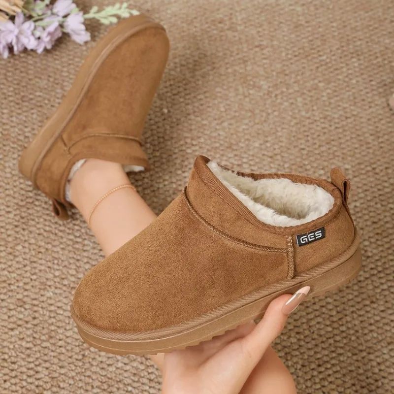2026 Winter Neue Warme Stiefel Pelz Damen Schneestiefel Dicke Sohle Warme Stiefel Damen Winter Kurzstiefel Größe 43 Mode