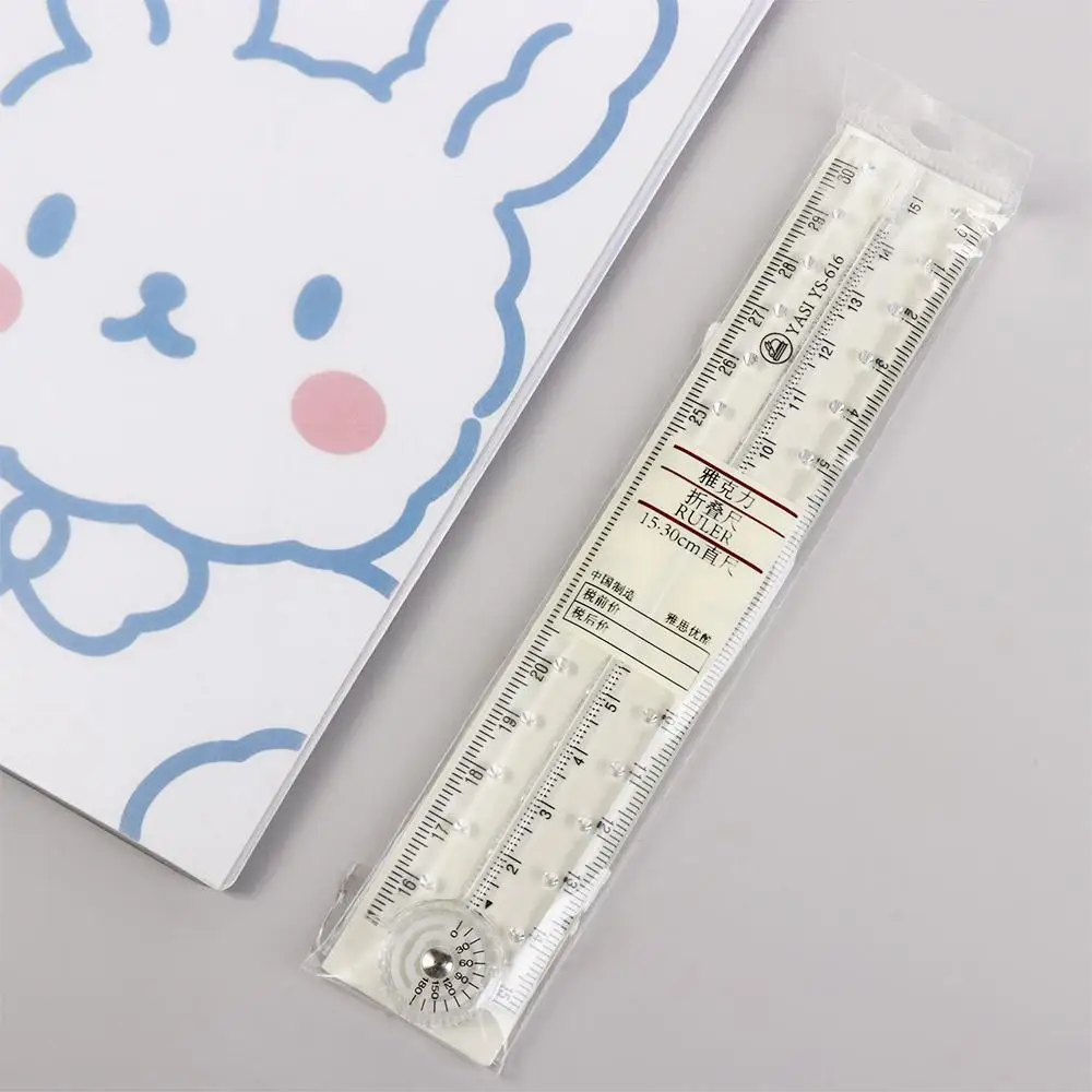 Multifunctional Student Stationery Clear Folding Ruler Angle Measurement Ruler Design Drawing Ruler Geometry Measuring Ruler