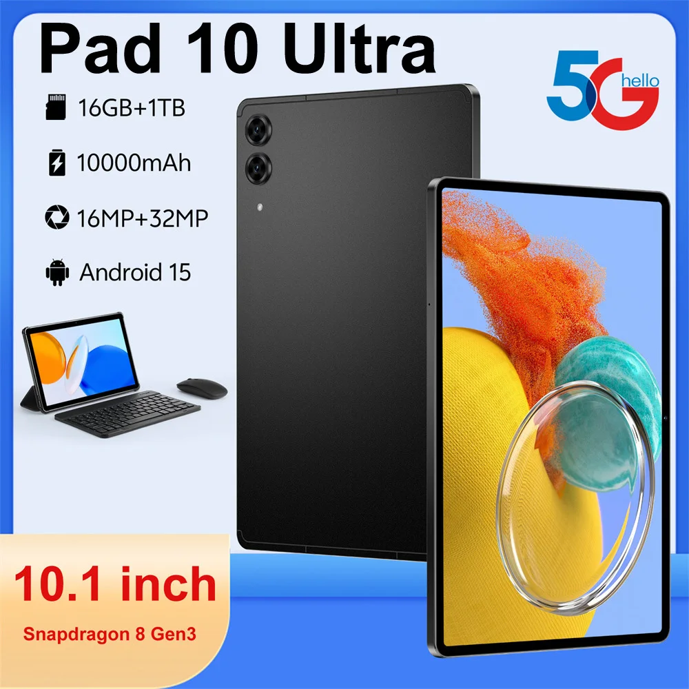 2026 لوحة جديدة 10 الترا 20000 مللي أمبير بطارية 10.1 بوصة تبويب النسخة العالمية أندرويد 22 جيجابايت + 2 تيرا بايت أقراص 4G 5G ثنائي الشريحة واي فاي للأطفال PC #1