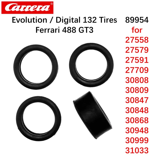 Pneus Carrera Pour Voiture Slot Ferrari 599XX Et 458 GT2 - Lot De Remplacement