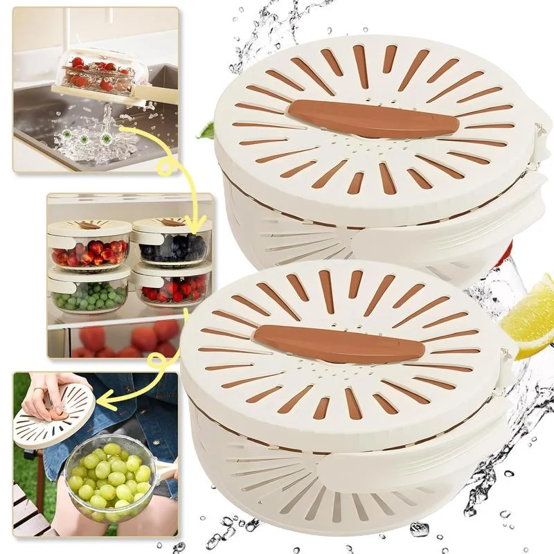 

Vegetable Fruit Cleaning And Drainage Basket Cleaning Basket Folding Water Filter Net Fresh Keeping Box Kitchen storage Gadget