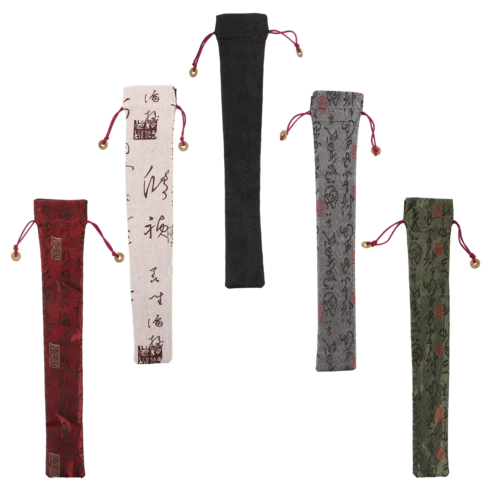 

5Pcs Cotton Drawstring Folding Hand Fan Bag Ancient Style Protective Storage Pouch for Travel Events Fan Cover Safety Cover