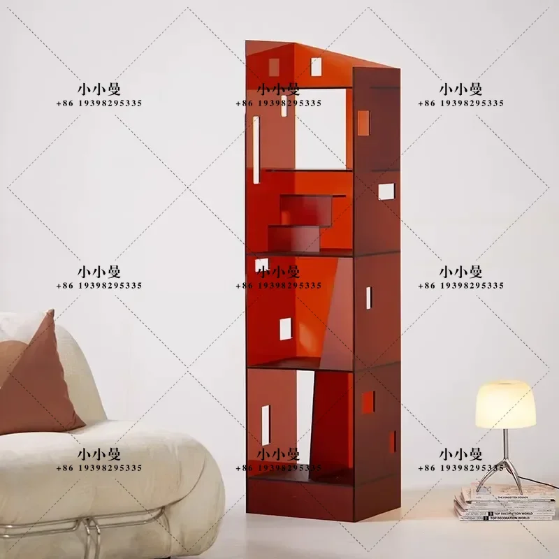 Nordic Acrylic Shelf Multi Layer Storage Display Stand for Living Room Bedroom Light Luxury Bookshelf Italian Style Home
