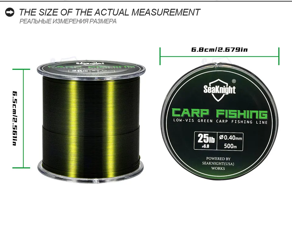 SeaKnight Karpfenangel-Nylon-Monofilament 500M 10-25LB Verschleißfest Glatt & Stark Unsichtbar Unter Wasser ​ Verschleißschutz – Detail 2