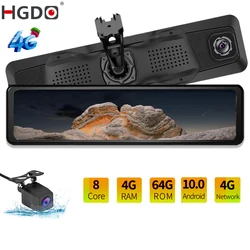 HGDO Android 10 4G RAM Dash Cam Car Rearview Mirror 64G ROM DVR Monitor Dual Camera Video Recording 1080P GPS WIFI ADAS Parking