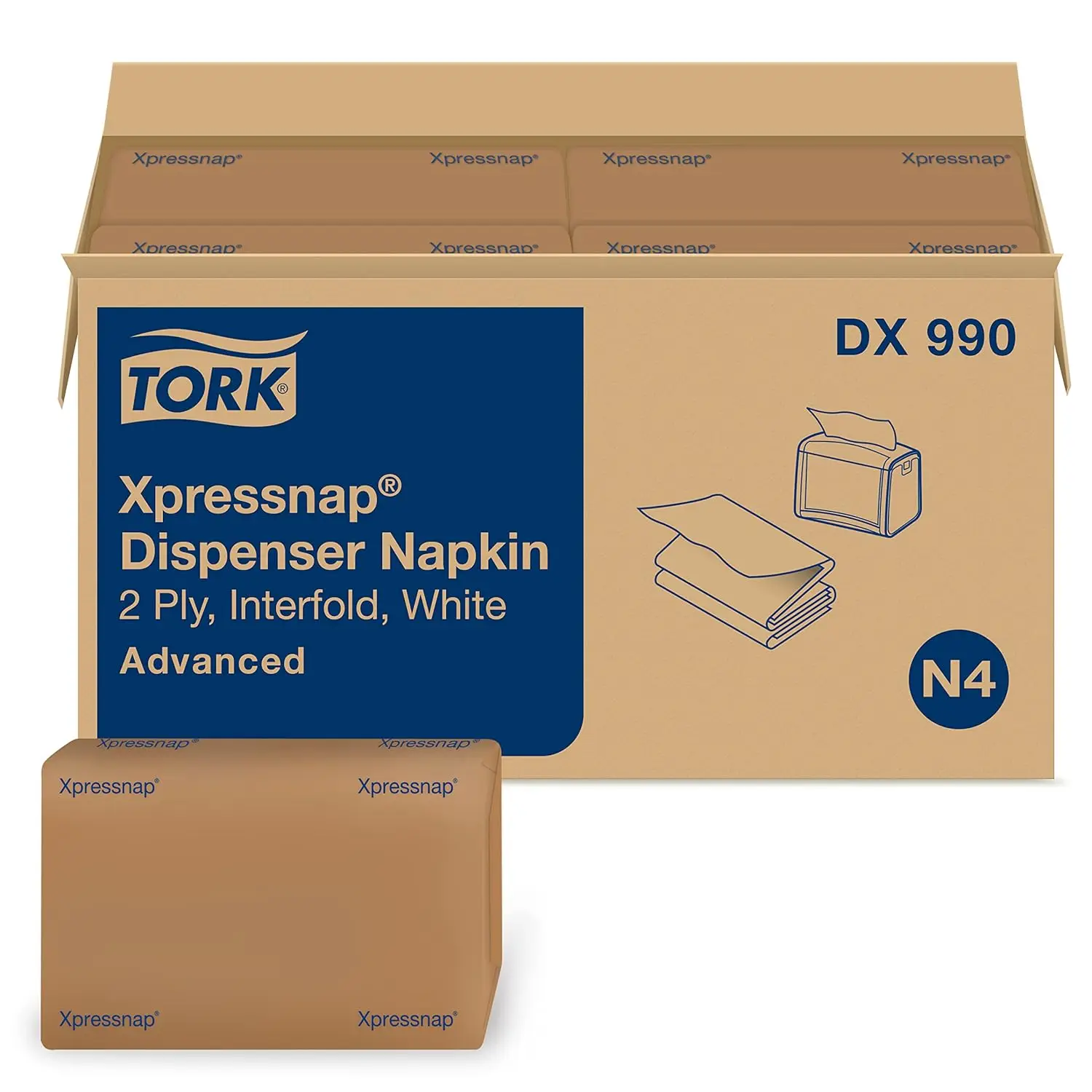 

White Dispenser Napkin N4, Recycled 2-ply, 8.5" x 6.5", 12 x 400 napkins, DX990