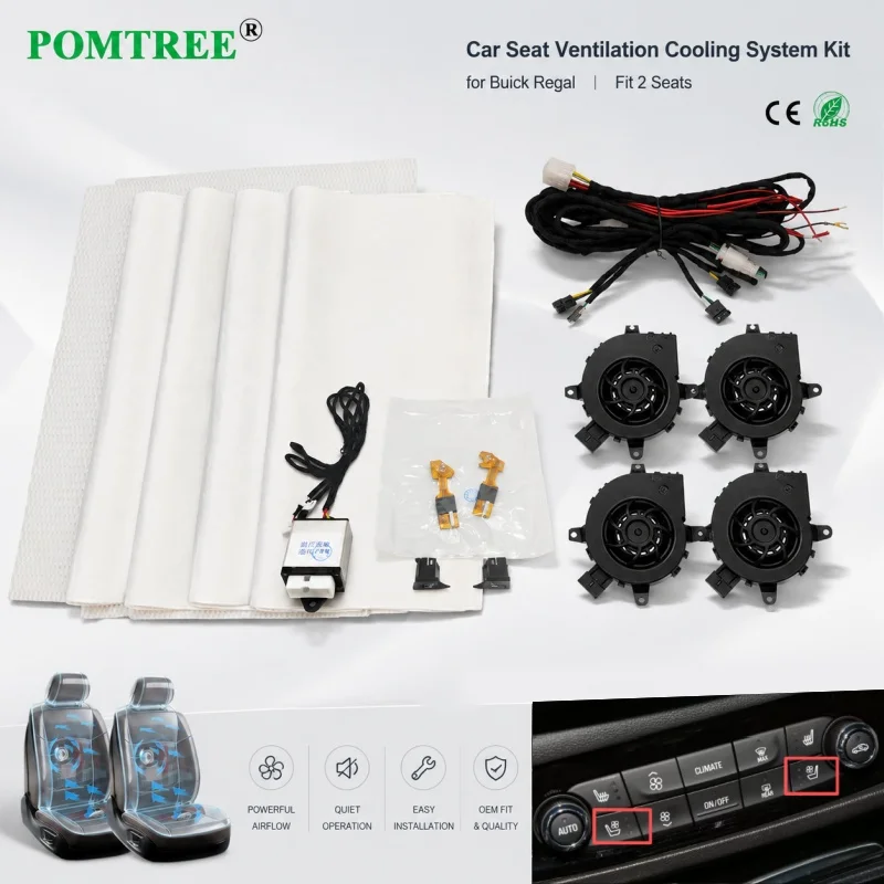 Built-in Car Seat Ventilation Cooling System Kit Fit 2 Seats,With Special Switch Kit For Buick Regal 2017-2025 Car Modification