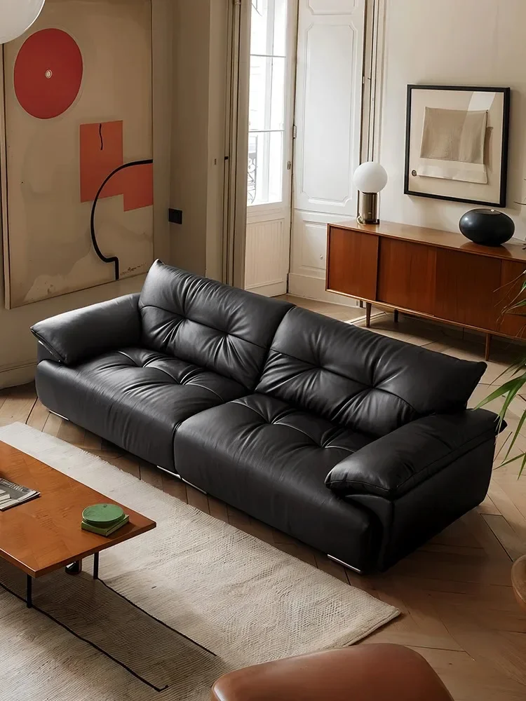 Mu Mo furniture floating cloud sofa lazy wind elephant ears minimalist French retro living room straight row sofa three people