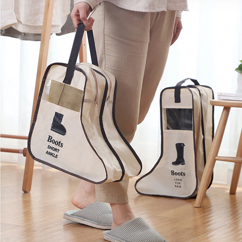 Non-Woven Shoe Storage Bag Outdoor Travel Waterproof Shoe Bag Household Boot Storage Bag Visual Dust Boot Cover Boot Cover