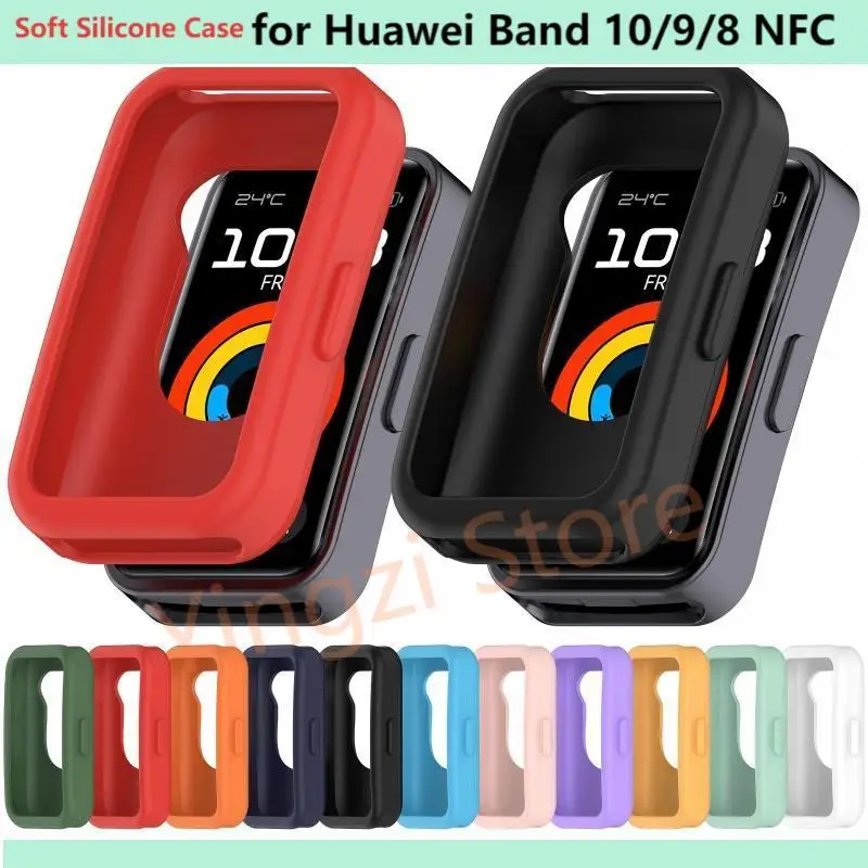 Capa protetora de silicone macio para huawei band 10/ 9 / 8 nfc capa protetora macia para huawei band10 band 9 nfc escudo acessórios