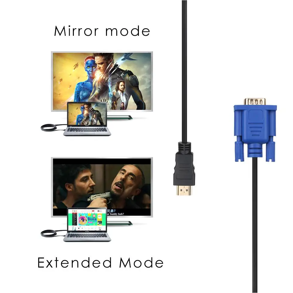 1-5m HDMI To VGA Cable Male to Male AV Display Output Adapter Cord Converter For PC HDTV 1080P