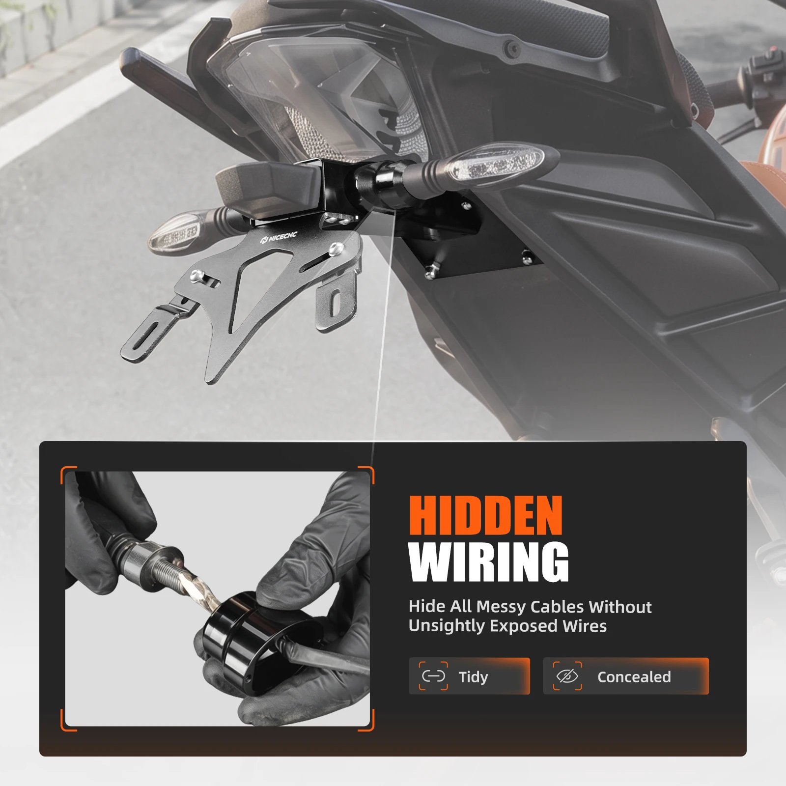Für KTM Duke 125 250 390 2024-2026 2025 Heckaufwertung Kennzeichenhalterung DUKE 125/250/390 Zubehör – Detail 7