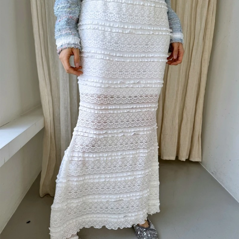 

2026 Summer Hot Selling New Multi Level Design with Hollow Weaving and Split Hip Wrapping Skirt