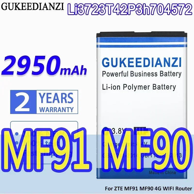 High Capacity GUKEEDIANZI Battery Li3723T42P3h704572 2950mAh For ZTE MF91 MF90 4G WIFI Router