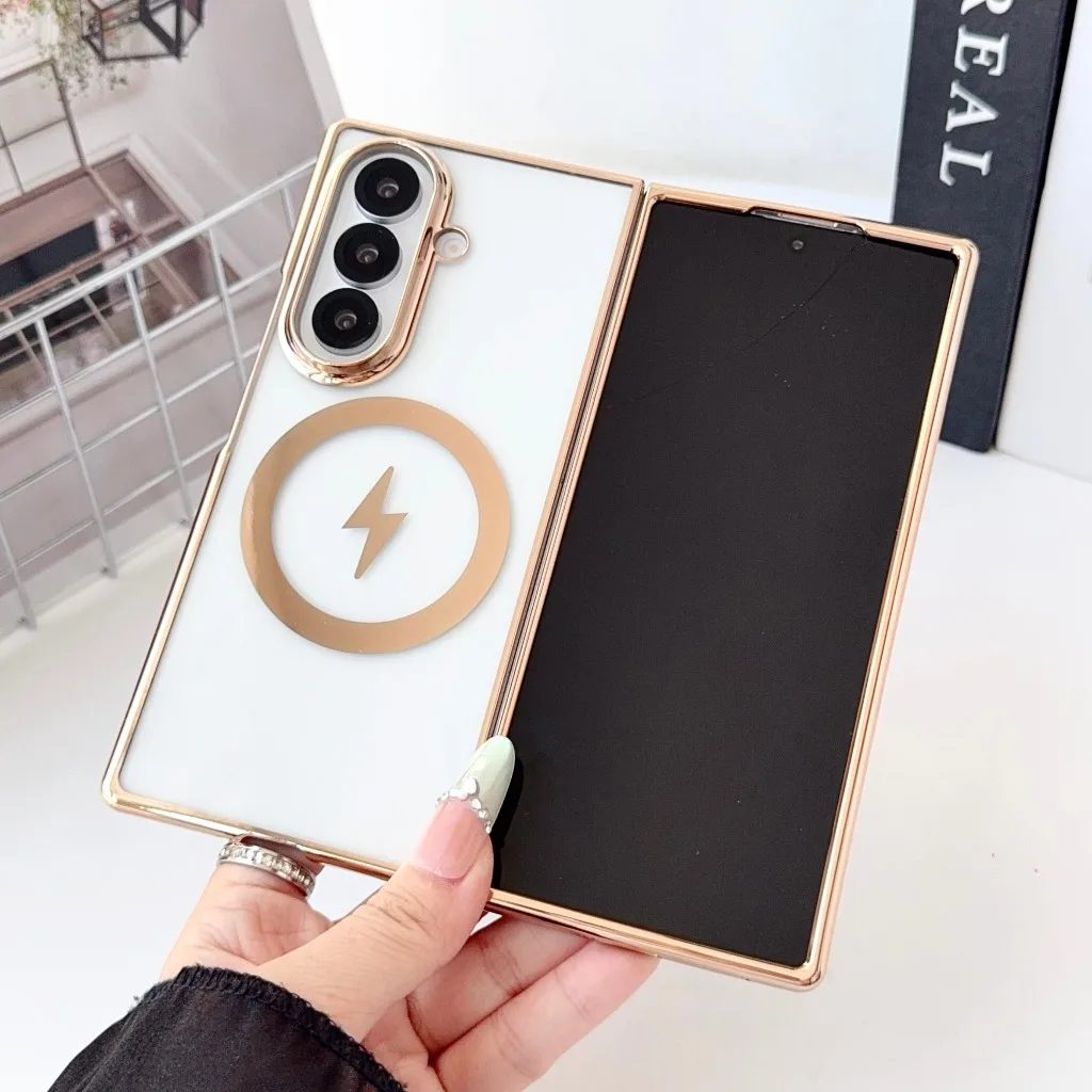 Electroplating Transparent For Magsafe Magnetic Phone Case For Samsuang Galaxy Z Fold 8 Ultra 7 Fe 6 5 4 3 Shockproof Back Cover