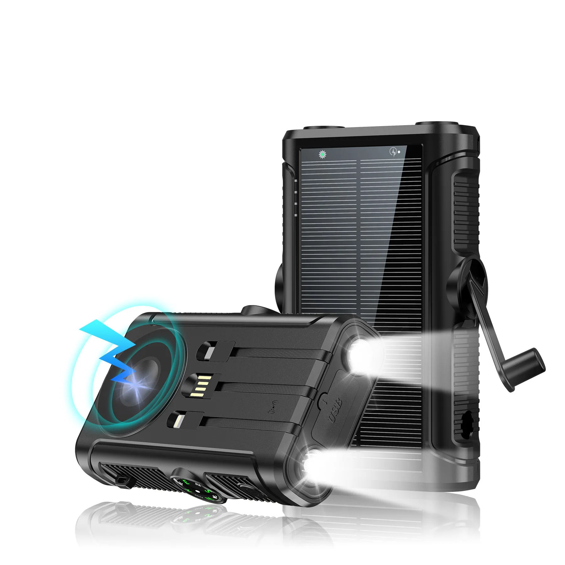 

20000mAh Portable Magnetic Solar Power Bank with SOS Waterproof Hand crank Large Capacity Powerbank Fast Charge External Battery
