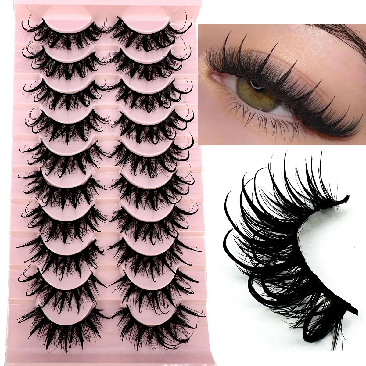 

NEW 10pairs Lashes Wispy artificial mink fur eyelashes fluffy fairy cat eyelashes look like elongated spiky false eyelashes