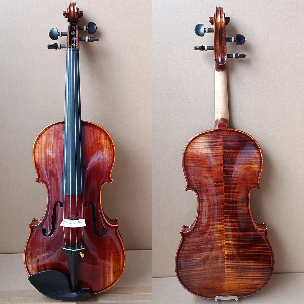 Flamed Maple Handmade violin With Deep Tone! violino profissional 4/4 3/4 1/2 1/4 바이올린 كمان Good Flamed Violin Free Case And Bow