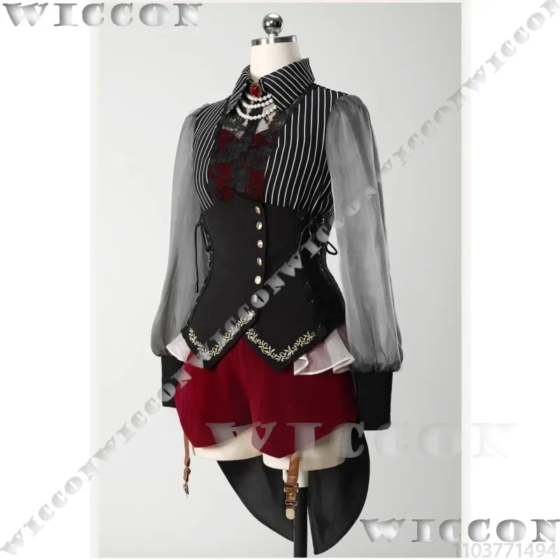 

a7d@Nyamu Yutenji Anime BanG Dream! Ave Mujica Cosplay Black Suit Red Pant Purple Wig Prop Girl Women Roleplay Outfit Cos Custom