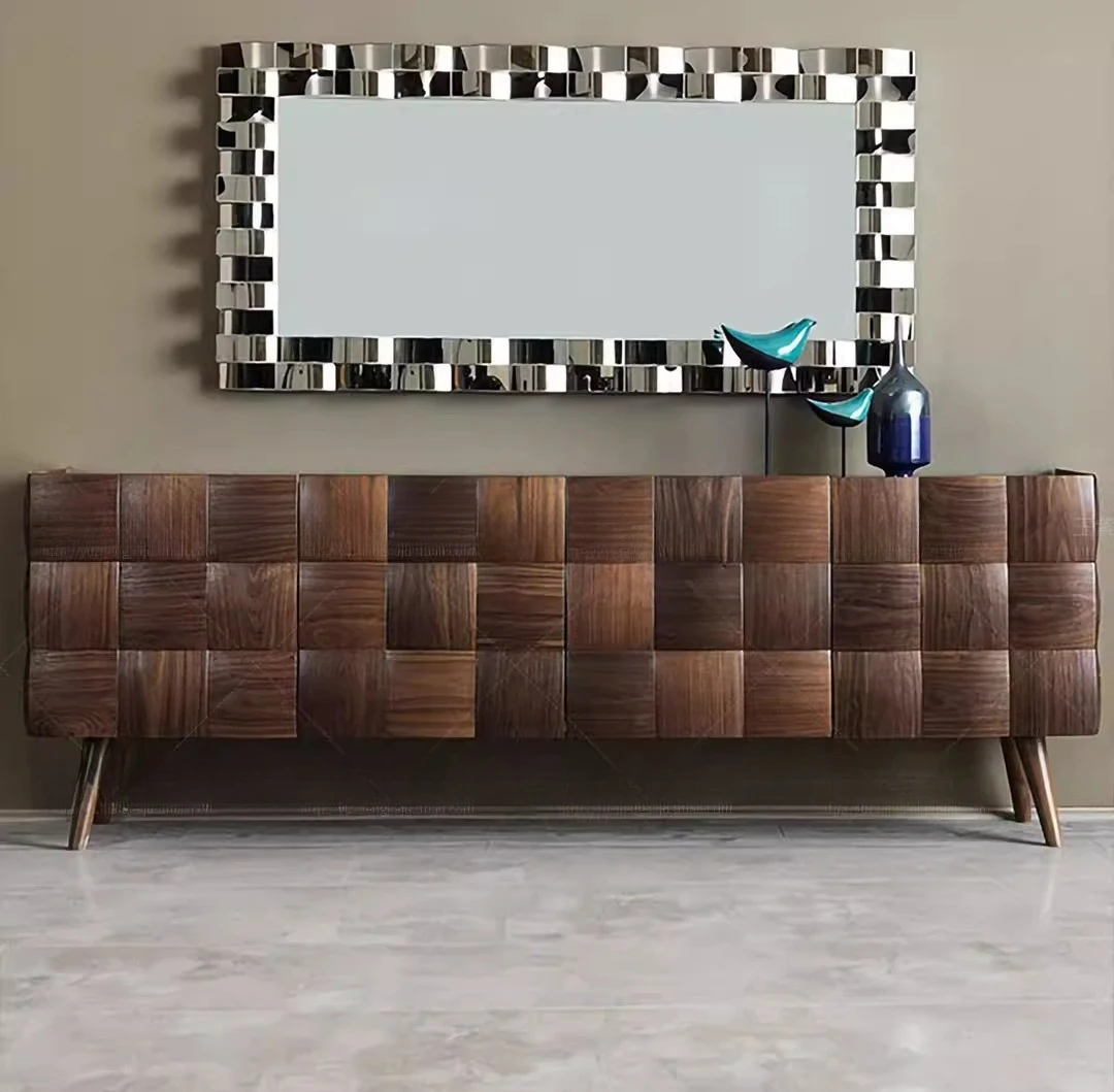 Solid wood dining side storage cabinets floor-to-ceiling living room wall-to-wall TV cabinets