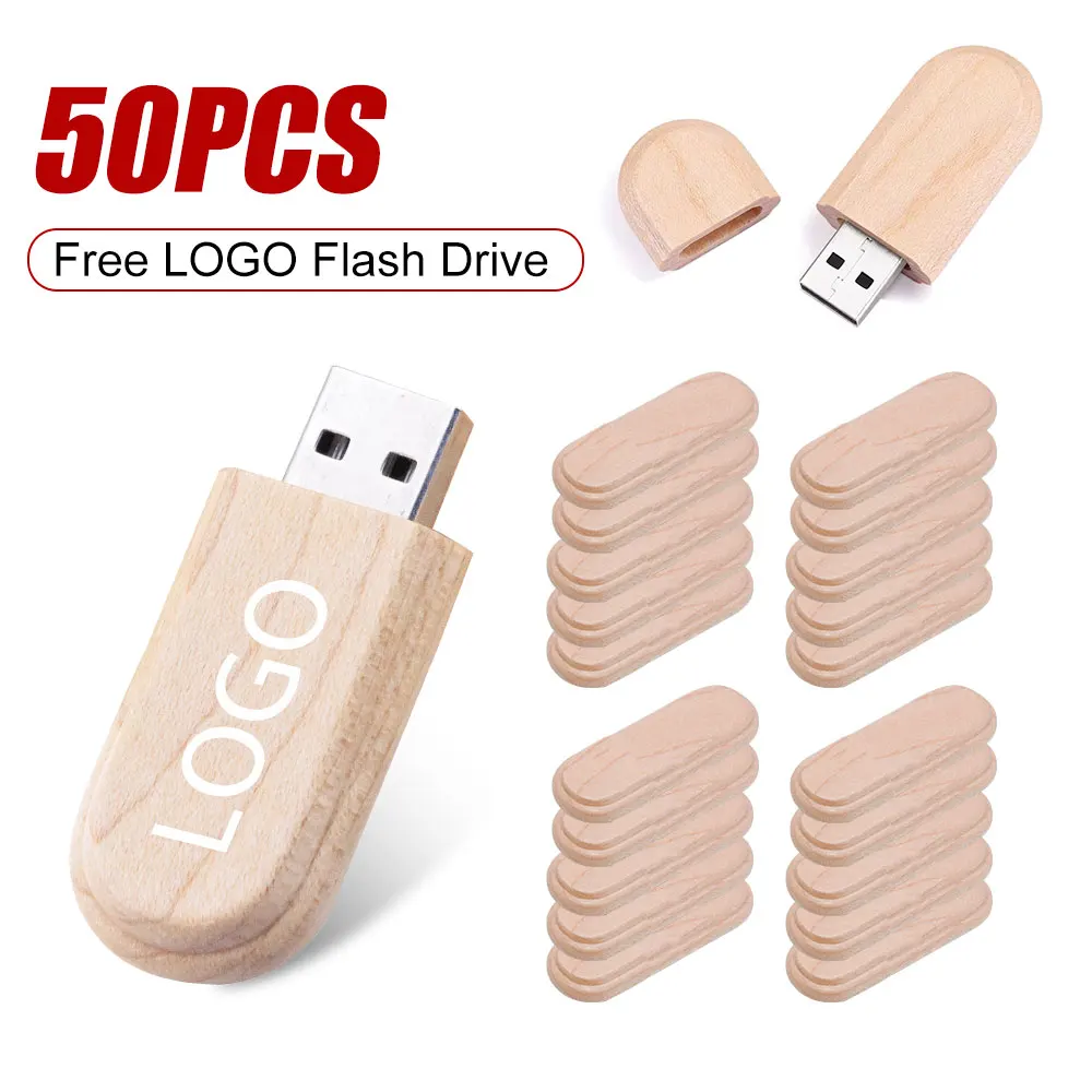50 قطعة شعار مجاني بالجملة محرك فلاش USB خشبي 128 جيجابايت 64 جيجابايت محرك ذاكرة عصا USB لهدايا التصوير الفوتوغرافي لحفلات الزفاف عالية السرعة