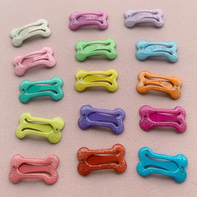 20pcs New Cute Candy Color Square Bone Shape Hairpins for Dog Cat Hair Clips BB Hairpin Barrettes Headwear Pet Hair Accessories