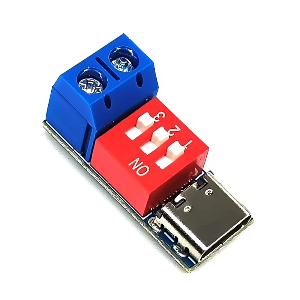 C타입 PD QC 트리거 디코이 보드, 5V-20V DC 조정 가능한 전압 전원 모듈, 다이얼 스위치, 전압 조정 고속 충전 모듈