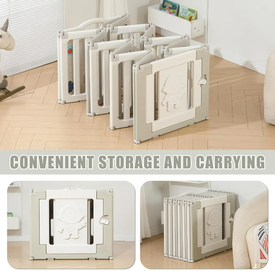 Stylo de jeu pliable pour bébé avec 22 panneaux pour nourrissons et tout-petits, parc portable extra large avec design d'astronautes idéal pour